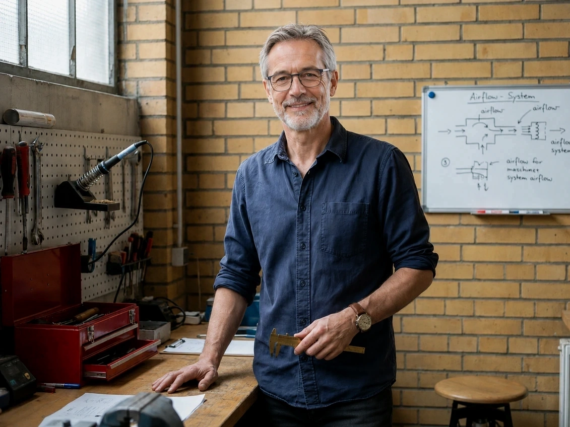 Daniel Hubert, inventeur du Froza AC, dans son atelier